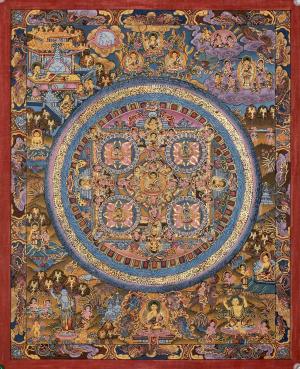 Original Handmade Buddha Life Mandala | Thangka Painting